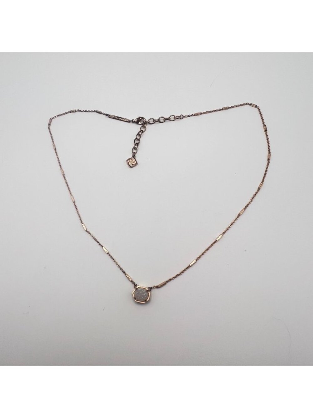 Kendra Scott Iridescent Drusy Necklace Rose Gold Tone 16" + 2" Druzy LOOK READ - Picture 3 of 13